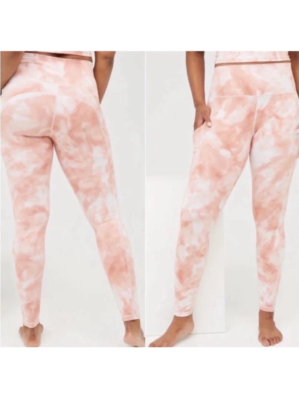 Aerie Offline The Hugger High RisePeach Tie Dye Leggings With Pockets Size Small
